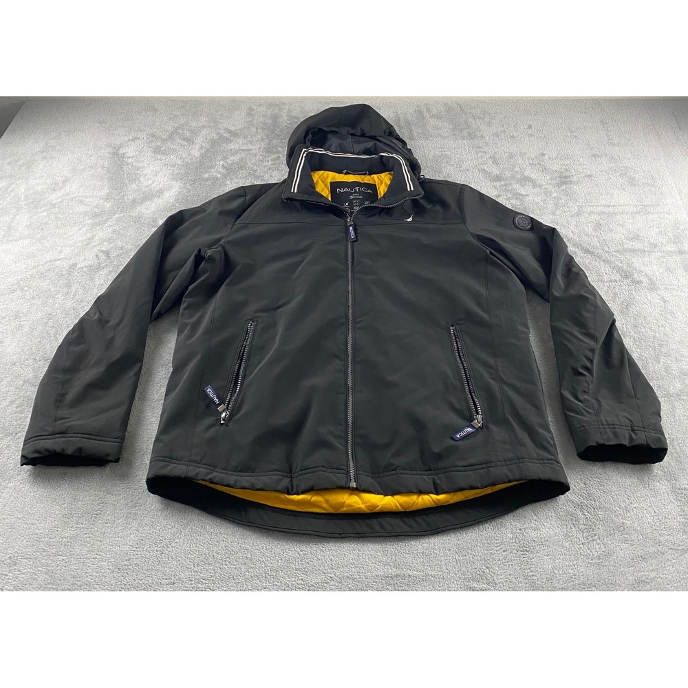 Nautica Mens Large Black Water Resistant Wind Resistant Active Stretch Jacket